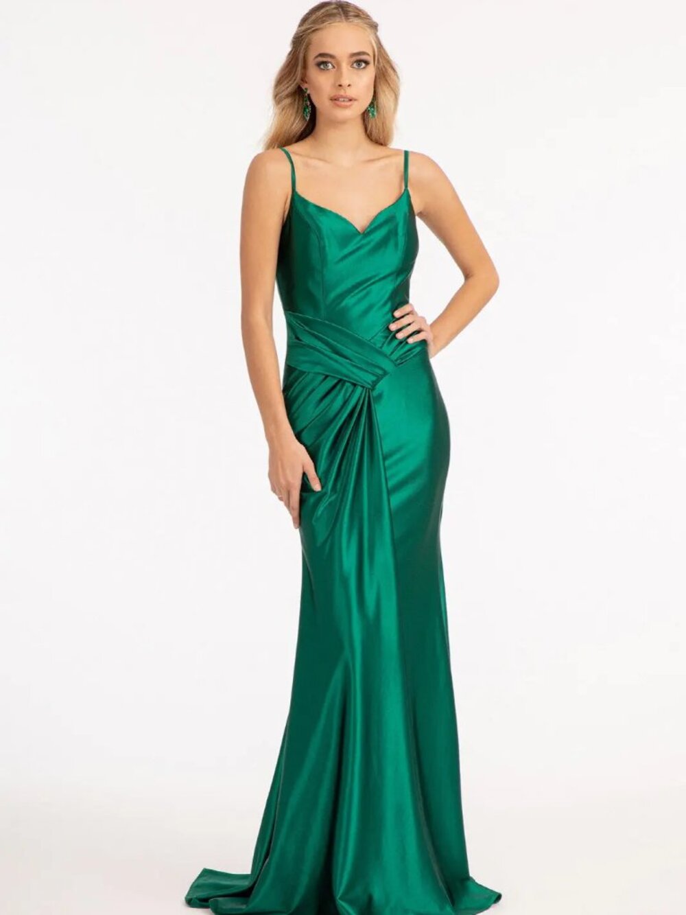 NEW EMERALD GREEN Satin Sweetheart Evening Gown Floor Length GL3044
